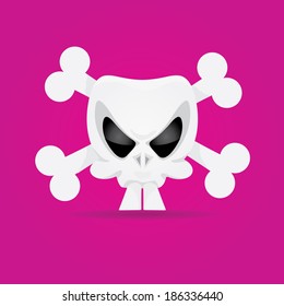 funny Skull vector illustration. pirate sign or label. jolly roger symbol
