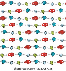 Funny skull vector seamless pattern