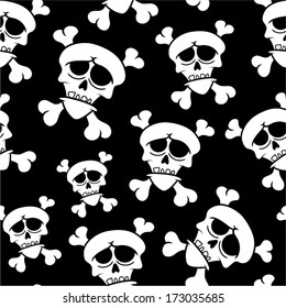 Funny skulls, Seamless pattern.