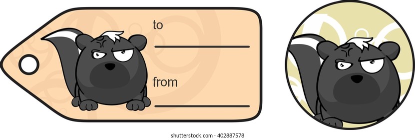 funny skunk ball expression cartoon gift card in format 