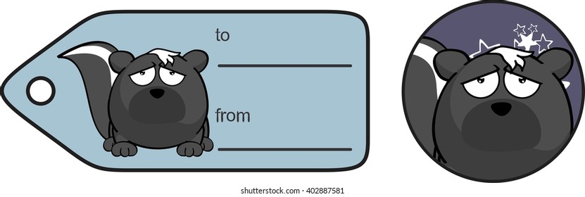 funny skunk ball expression cartoon gift card in format 