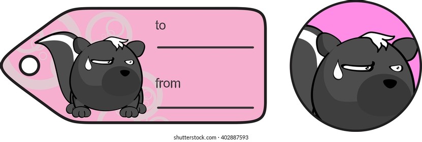 funny skunk ball expression cartoon gift card in format 