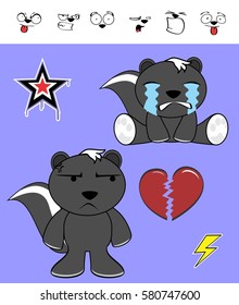 funny skunk cartoon expressions set in vector format very easy to edit