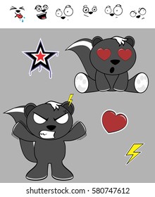 funny skunk cartoon expressions set in vector format very easy to edit