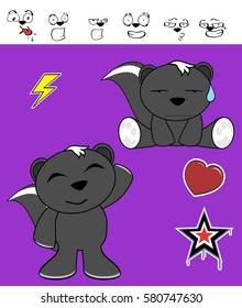 funny skunk cartoon expressions set in vector format very easy to edit