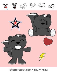 funny skunk cartoon expressions set in vector format very easy to edit