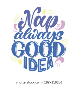 Funny sleep and good night quotes. Vector design elements for t-shirts, pillow, posters, cards, stickers and pajama