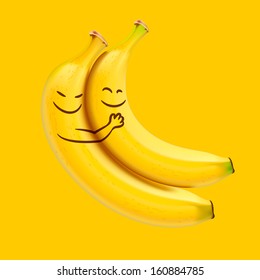 Funny sleeping bananas, vector illustration. 