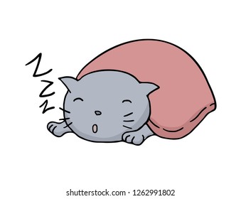 funny sleeping cat illustration