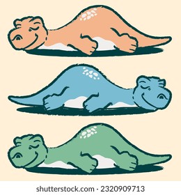 funny sleeping dinosaurs having good times together