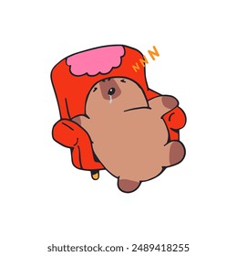 Funny sleeping on a chair. Trendy vector illustration.