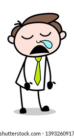 Funny Sleeping Person - Office Businessman Employee Cartoon Vector Illustration﻿