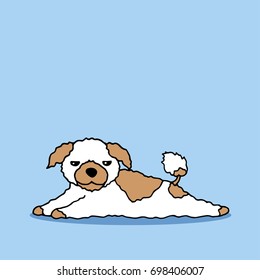 funny sleepy dog vector hand drawn illustration design