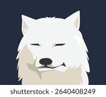 Funny sleepy wolf face. Cartoon flat vector illustration.