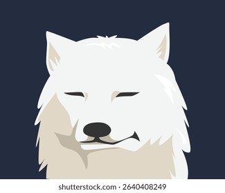 Funny sleepy wolf face. Cartoon flat vector illustration.