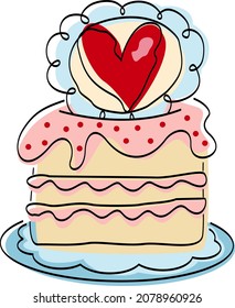 Funny slice cake decorated love

