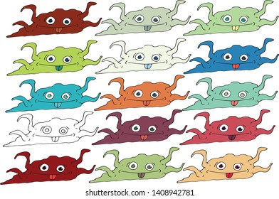 Funny slime cartoon doodle monster