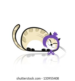 Funny slipping cat for your design
