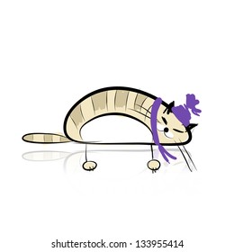 Funny slipping cat for your design