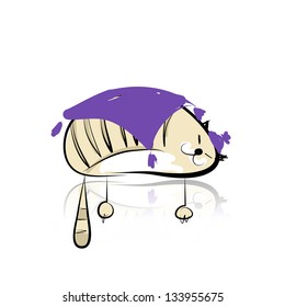 Funny slipping cat for your design