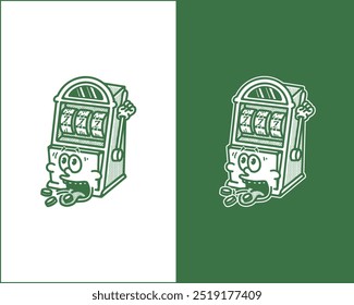 Funny Slot Machine with Face Cartoon Illustration for Merchandise TShirts Posters Casino Logos Web Design and Entertainment Themed Projects