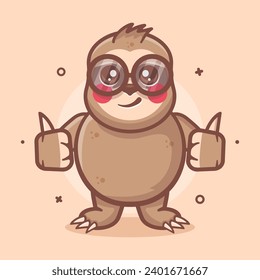 funny sloth animal character mascot with thumb up hand gesture isolated cartoon