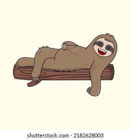 Funny sloth cartoon character vector art