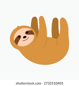 Funny Sloth Cartoon Upside Down, Cute Sloth Hanging Character illustration