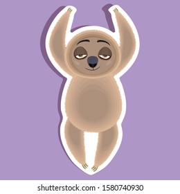 funny sloth in different poses isolated on  background