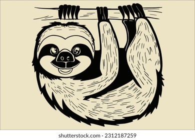 Funny Sloth Hanging Vector Graphic