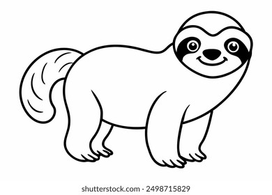 Funny Sloth Vector Illustration Cartoon Clipart Line Art Design, Funny sloth illustration with white background, perfect for vector, cartoon, clipart, and line art designs