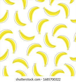 funny  small  banana pattern on a white background, seamless, bananas pattern on pantone , tissue, textile, cloth, fabric, web, material, vegetarianism print,fruit