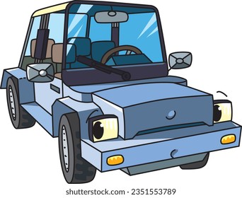 Funny small car with eyes vector illustration