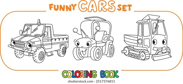 Coches Pequeños divertidos con ojos para colorear conjunto de libros