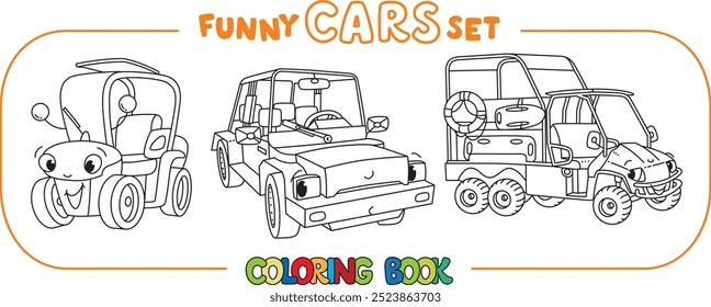 Coches Pequeños divertidos con ojos para colorear conjunto de libros