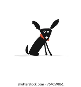 Funny small dog, sketch for your design. Vector illustration