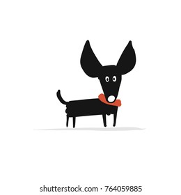 Funny small dog, sketch for your design. Vector illustration