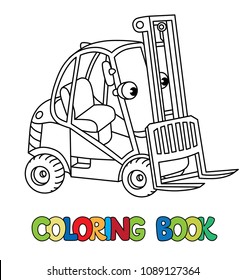 Funny small forklift truck or loader car with eyes