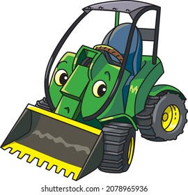 Funny small mini tractor with eyes