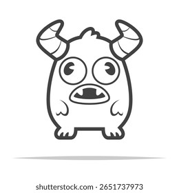 Funny small monster outline icon transparent vector isolated