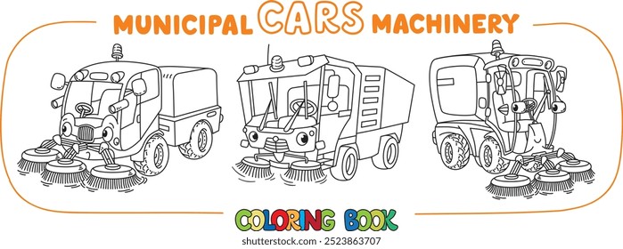 Funny small municipal cars with eyes