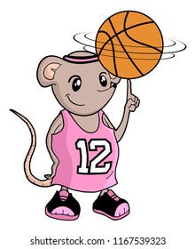 funny small rat playing basket