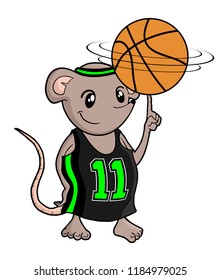 funny small rat playing basket