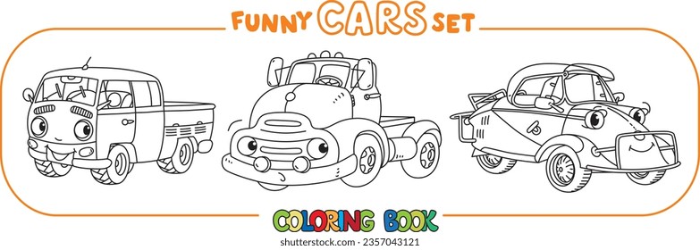 Funny small retro pickup truck cars coloring book