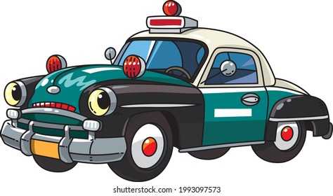 Funny kleines Retro-Polizeiauto Kinder Illustration