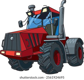 Funny small tractor with eyes.