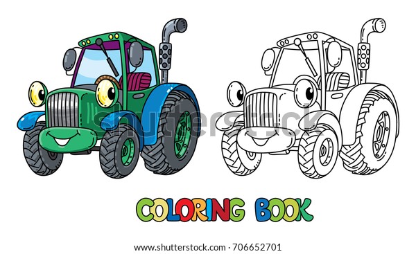 Funny small\
tractor with eyes. Coloring\
book
