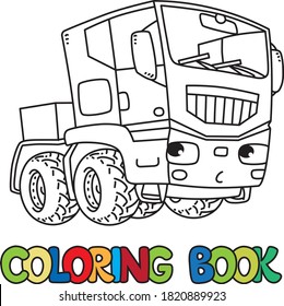 Gracioso camión pequeño o tractor. Libro de coloración