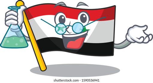 Funny and Smart Professor flag syria Scroll mascot holding glass tube