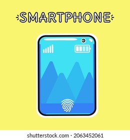 Funny smartphone. Vector hand drawn cartoon kawaii character illustration icon. Cute smartphone